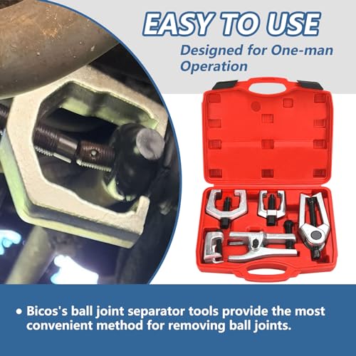 5-in-1 Ball Joint Separator Pitman Arm Puller Tie Rod End Tool Set for Front End Service Tie Rod Removal Tool Splitter Removal Kit - color: Red