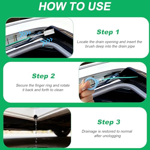 XANGNIER Auto Sunroof Drain Cleaning Tool, 118in Extra Long Flexible Car Sun Roof Drain Cleaner Unclogger for Windshield Wiper & Trunk Drain Holes 1Pcs - color: Green