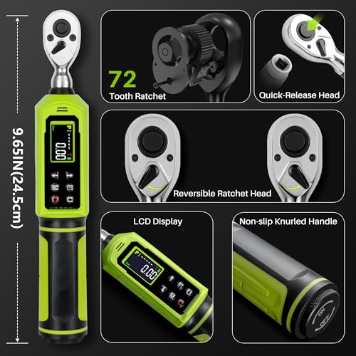 Digital Torque Wrench 1/4" Drive-4-266In.Lb for Bike Motorcycle | Electric Torque Wrench(0.45-30N.m),Vibration Buzzer LED Indicator,±2% Accuracy 5 Units for Precision Parts Engine DIY - size: 1/4" 4-266 In.Lb