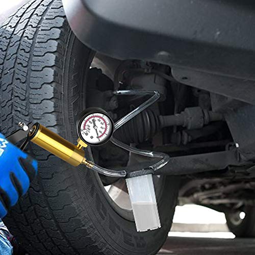 Brake Bleeder Kit Brake Bleeder Vacuum Bleed Test Kit, Hand Held Vacuum Pressure Pump Tester Tool, Hand Held Brake Bleeder Tester for Automotive Motorbike with Gauge Hoses Connector