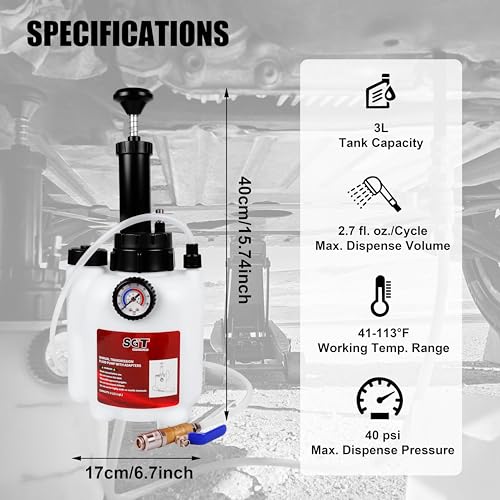 SGT 3L Transmission Fluid Pump Set,Transmission Filler Pump with 15pc ATF Adapters,Manual Transmission Fluid Transfer Pump with Pressure Gauge, Automotive Transmission Dispenser Pump Tool