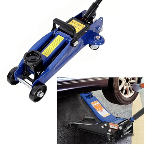 1.5 Ton Low Profile Hydraulic Trolle, Steel Racing Floor Jack, Lifting Range 5"-13", Blue Color, Floor Jack, Hydraulic Portable Car Jack, 1.5 Ton (3,300 lb) Capacity, Blue