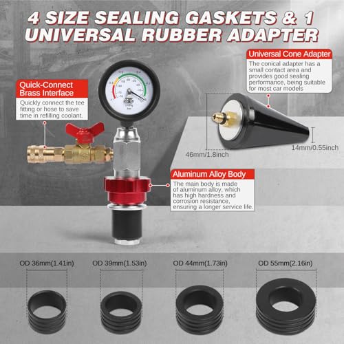 Coolant Vacuum Refill Kit Quick Airlift Coolant Refill Tool, Universal Adapters, Precise Flow Control Pneumatic Vacuum Fill Coolant, Cooling System Vacuum Purge & Refill Kit for Most Vehicles