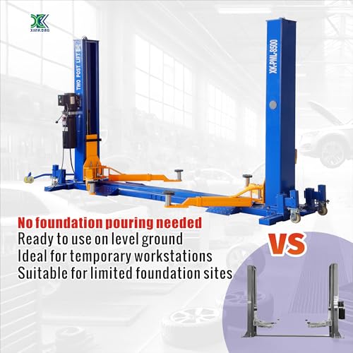 XK Mobile 2 Post Car Lift 8500 lb Portable Base 220V with Wheels 8500 | Auto Lift Bilateral Unlocking,Adjustable 2-Section Arms Design for Trucks, SUVs, Vehicles Home Garage and Shop Repair