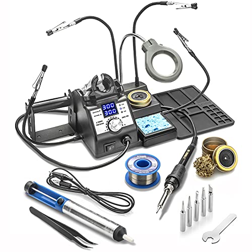 X-Tronic 3060-PRO • 75W Soldering Iron Station Kit • 5 Extra Tips • Mini Mag Lamp • 4 Helping Hands • Solder Sucker • Tweezers • 50g Solder • Brass Sponge w/Flux • Sleep Func, °C/°F, 3 Temp Presets! - style: PRO - w/5 Solder Tips & All Accessories