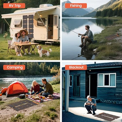 FlexSolar 2 PCS 100W Portable Solar Panels Chargers with PD3.0 USB-C,QC3.0 USB-A and DC Outputs Foldable IP67 Waterproof Power Emergency Camping - size: S-100W*2