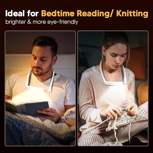 Neck Light Book Lovers Gifts: Crochet Accessories Knitting Gifts for Mom Christmas Stocking Stuffers for Men Women Husband Wife Teens Readers White Elephant Gift Exchange Sewing Supplies Reading Light - color: White