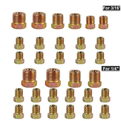 MuHize Brake Line Tubing Kit 3/16 + 1/4" 25Ft Copper Coated Alloy Steel | Anti-Rust, Dual Size 3/16 & 1/4" Roll, for Cars Trucks SUV, Hydraulic Fuel & Transmission Line Replacement - color: Gold