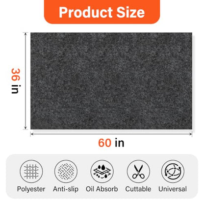 Oil Spill Mat - 36" x 60" Garage Rubber Mats for Floor | Oil & Black Water Absorbent Mat, Non-Slip, Reusable & Customizable Cuttable Pad, Easy to Clean for Oil Pans, Cars