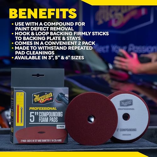 Meguiar's Professional 5" Compound Foam Pad, 2pk, 10/CV