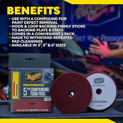 Meguiar's Professional 5" Compound Foam Pad, 2pk, 10/CV