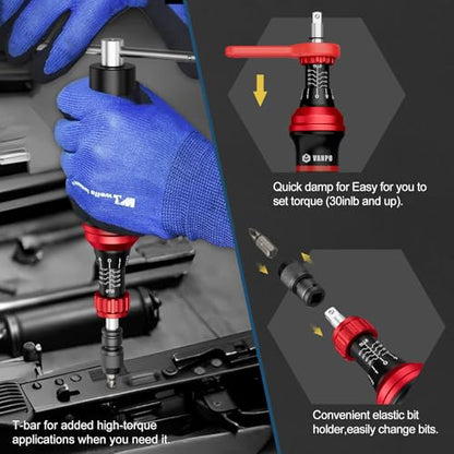 VANPO Torque Screwdriver Set 10-80 In-lb, 99-Piece Torque Driver Kit | with T-Bar & 1/4" Quick-Change Adapter, Precision Adjustable for Scope Mounting, Electronics Repair, Bicycle Maintenance - size: 10-80 inlb