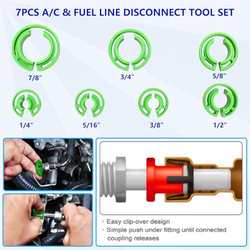 ZKTOOL 31PC Quick Disconnect Tool Set, with 225PCS A complete set of O-ring seals with various models, Fuel Line Disconnect Tool Kit for A/C Fuel Transmission Systems,Kit For Most Ford Chevy GM Models