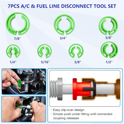 ZKTOOL 31PC Quick Disconnect Tool Set, with 225PCS A complete set of O-ring seals with various models, Fuel Line Disconnect Tool Kit for A/C Fuel Transmission Systems,Kit For Most Ford Chevy GM Models