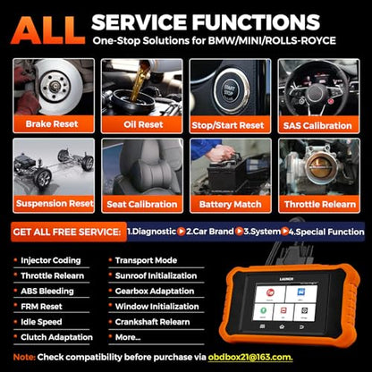 LAUNCH Creader Elite V2.0 for BMW OBD2 Scanner, 2025 Full Systems Bi-Directional Scan Tool, All Reset Services, ECU Code, Battery Registration Tool for BMW Mini RR, Lifetime Free Update, Auto VIN
