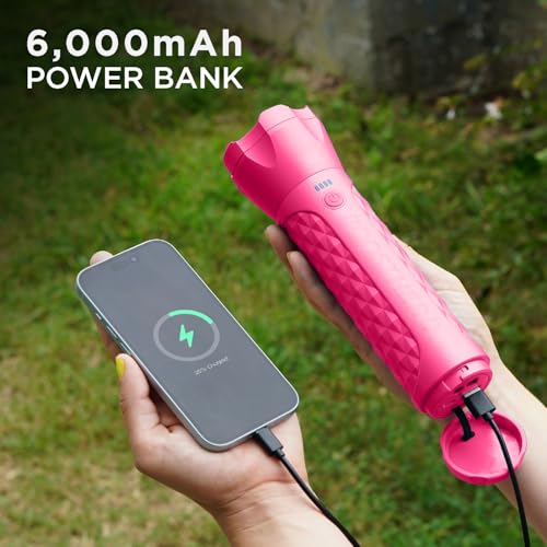 BoostHero Portable Car Battery Jump Starter, 6,000mAh Power Bank, LED Flashlight, with Smart Jumper Cables for up to 6.0L Gas/4.0L Diesel Engines (Pink) - color: Pink
