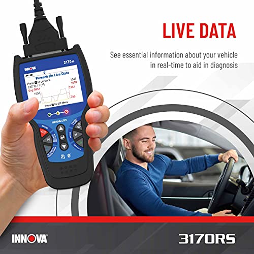 INNOVA 3170RS OBD1 & OBD2 Scanner, ABS Bleeder Scan Tool, OBD2 Diagnostic, Caliper Service, Brake Pad Life, Read/Erase ABS/SRS Codes, Reset Oil Light, Live Data, Updates Included
