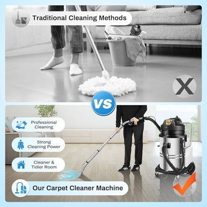 2011W 60L Commercial Carpet Cleaning Machine,110V Portable Carpet Cleaner Machine, Carpet Sofas Curtains Vacuum Extractor Cleaner Floor Scrubber Machine,Commercial Carpet Steams
