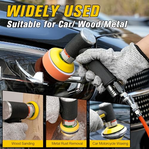 SI FANG 2'' 3'' Mini Orbital Air Sander High Speed Random Orbital Sander Detail Sanders for Auto Body Work, Latest Stable Version - style: Air Sander Only