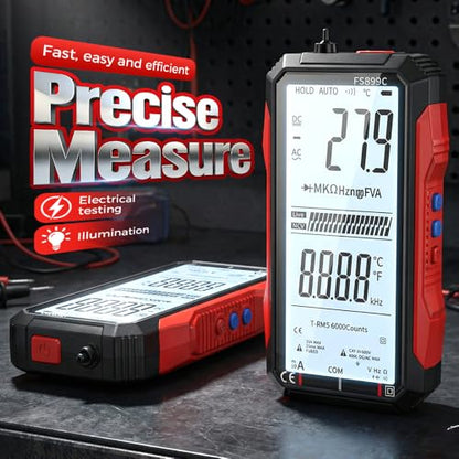 Rechargeable Digital Multimeter, 2026 New FS899L Multimeter, Auto Digital Display Tester, 6000 Counts True RMS Tester with Color Screen, for Home Automotive Industrial Electrical Repairs (FS899L) - color: FS899L