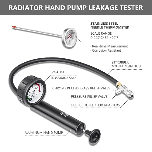 DNA MOTORING 28pcs Radiator Coolant Pressure Tester Vacuum Refill Tool Kit for Most Vehicles,with Carrying Case,Red,TOOLS-00315 - color: Red