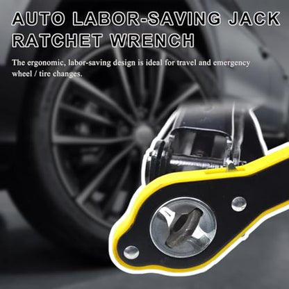 Jack Ratchet Wrench, Auto Labor-Saving Scissor Jack Ratchet Wrench with Long Handle, 360° Swivel Tire Jack Lift Speed Handle for Most Vehicles, Universal Car Accessories