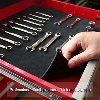 CASOMAN Professional Tool Box Liner and Drawer Liner - 16 inch(Wide) x 16 feet (Long), Non-Slip, Black - size: 16"W x 192"L