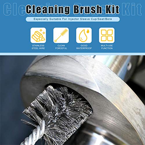 Glarks 6Pcs Injector Sleeve Cup Bore Seat Cleaning Brush Kit Replace AP0084 AP0085 3252 Compatible with 1994~2018 Ford Powerstroke 6.0L 6.4L 6.7L 7.3L, Caterpillar 3126 C7 C9, Navistar T444e