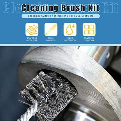Glarks 6Pcs Injector Sleeve Cup Bore Seat Cleaning Brush Kit Replace AP0084 AP0085 3252 Compatible with 1994~2018 Ford Powerstroke 6.0L 6.4L 6.7L 7.3L, Caterpillar 3126 C7 C9, Navistar T444e