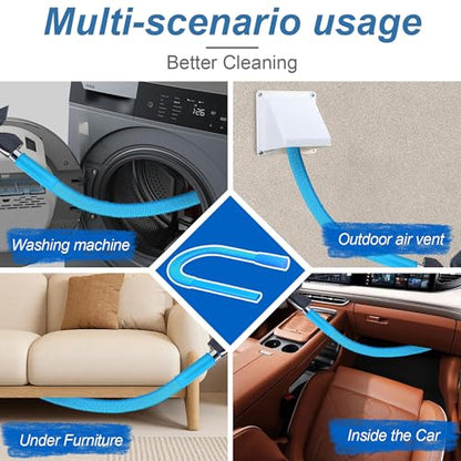 Dryer Vent Cleaner Universal Vacuum Hose Attachment Fits All Vacuums Cleaner Deep Cleaning Tools for Clogged Ducts & Lint Removal (Blue) - color: Blue