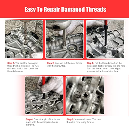 BILITOOLS M11x1.5 Helicoil Thread Repair Kit Metric, HSS Drill Heli Coil Repair Kit - size: M11 x 1.5, style: Metric