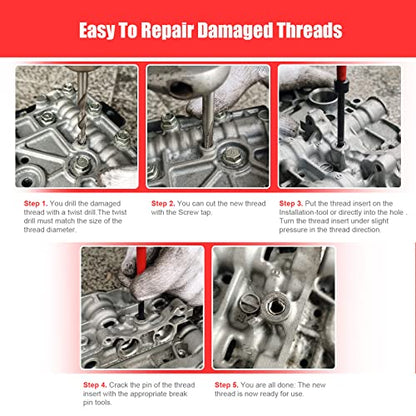 BILITOOLS M10x1.0 Thread Repair Kit, HSS Drill Helicoil Repair Kit Metric - size: M10 x 1.0, style: Metric