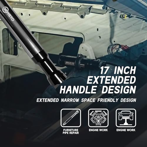 1/2 Inch Offset Extension Wrench Impact Ratchet, 120Nm Impact Ready Electric Extension Wrench with 42T Precision Gear, 430mm Ratchet Extension for Narrow Auto Repair Working Environments - color: 430mm-silvery