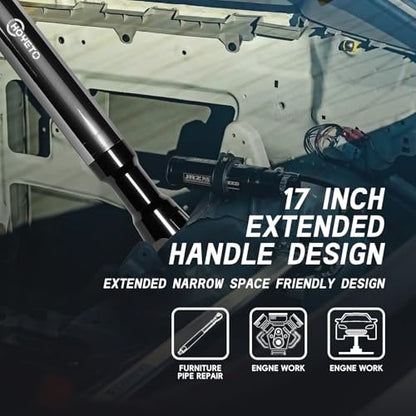 1/2 Inch Offset Extension Wrench Impact Ratchet, 120Nm Impact Ready Electric Extension Wrench with 42T Precision Gear, 430mm Ratchet Extension for Narrow Auto Repair Working Environments - color: 430mm-silvery