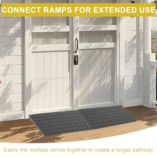 OrangeStar Heavy Duty 3" Rise Rubber Threshold Ramp | Wheelchair & Scooter Ramp with Cord Channel, Non-Slip Angled Entry for Doorways, Steps & Garages (Black, 36" Length) - size: 3in
