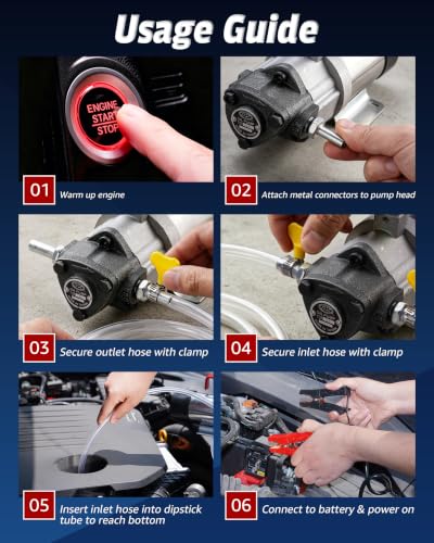 Oil Extractor Pump 12V 100W, Thick Oil Change Pump for Engine Oil, Gear Oil | & Trans Fluid, Upgraded Dipstick Oil Drain Pump, Electric Automotive Fluid Transfer Pump for Car, Truck, Mower, Boat