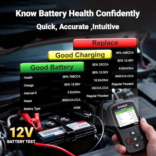 Car Battery Tester 12V/24V 20–2000CCA Automotive Battery Load Tester with Cranking & Alternator Test, 10-220Ah Pro Analyzer for Car Motorcycle Heavy Duty Truck SUV RV, Avoid Breakdown & Winter Ready
