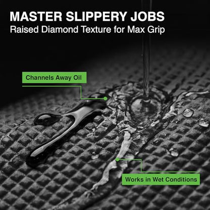 10 Mil Heavy Duty Nitrile Gloves, Diamond Grip, Latex-Free, Chemical Resistant for Mechanics & Auto Repair - size: Medium