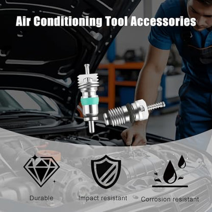 39 PCS AC Valve Core Removal Tool Accessories Kit, R12 R134a Refrigeration Tire Valve Stem Tool with Dual Head Thread Repair for Automotive Car Truck HVAC System