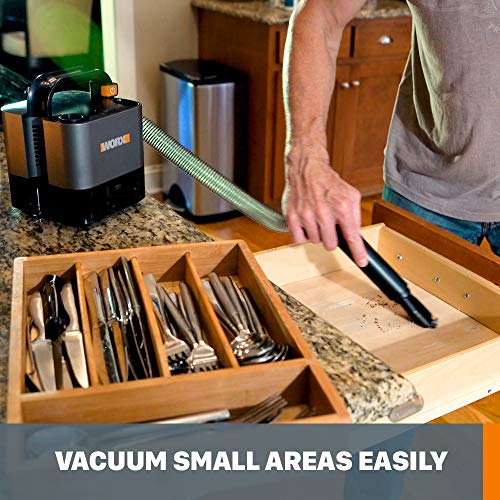 WORX WX030L.9 20V Power Share Cordless Cube Vac Compact Vacuum, Bare Tool Only, No Battery, Black - style: bare tool only