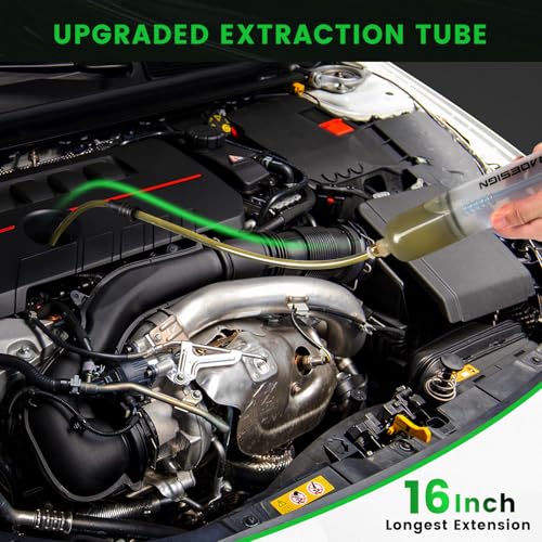 FTIHTRY 200CC Automotive Fluid Extractor Pump with Long Rubber Hose, Fluid Syringe Pump Manual Suction Vacuum Fuel Car Transfer,(7 Oz./0.21 Qt./200 CC)