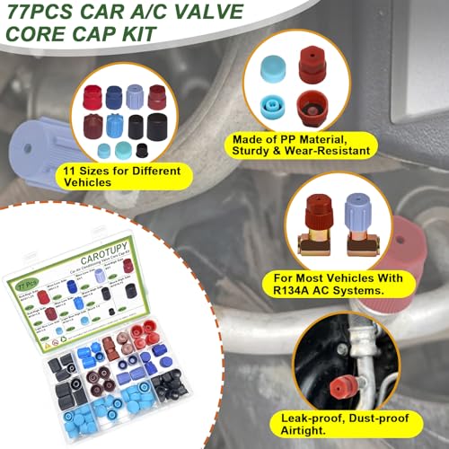 Car A/C Repair Kit for Vehicle Repair, 525 Pcs | Contains O Ring Kit, Valve Core Accessories Kit, Valve Core Cap Kit, Gasket Seal Kit, Fuel Line Disconnect Tool Set