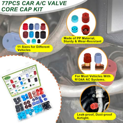 Car A/C Repair Kit for Vehicle Repair, 525 Pcs | Contains O Ring Kit, Valve Core Accessories Kit, Valve Core Cap Kit, Gasket Seal Kit, Fuel Line Disconnect Tool Set