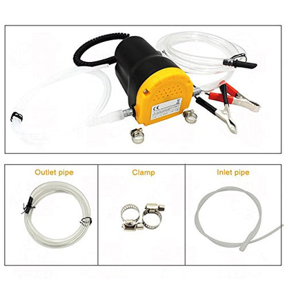12V Oil Change Pump, Electric Fluid Extractor with Alligator Clips, Portable Car Oil Transfer Pump with Tubes