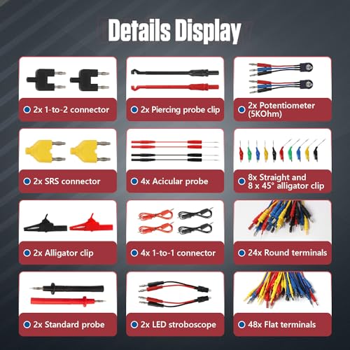 104PCS Automotive Circuit Test Leads Kit Electrical Breakout Leads Automotive Kit Multi Function Auto Diagnostic Tools Multimeter Test Leads Kit with Black Carrying Case