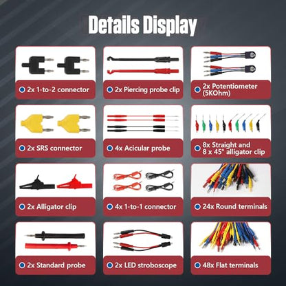104PCS Automotive Circuit Test Leads Kit Electrical Breakout Leads Automotive Kit Multi Function Auto Diagnostic Tools Multimeter Test Leads Kit with Black Carrying Case