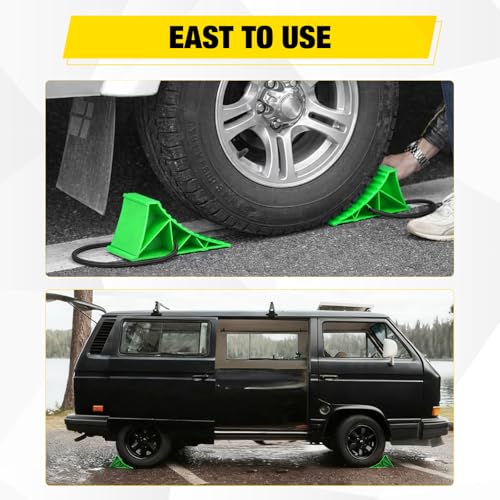 Nilight Wheel Chocks, Heavy Duty Wheel Stopper for Car, Truck, RV, Trailer, Caravan, Motorcycle, 8.7" x 4.8" x 4.2", 2-Pack(Green) - color: Green