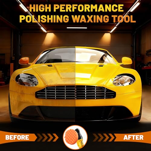 Brushless Cordless Buffer Polisher Compatible with Dewalt 20V Battery(Tool Only) - 15mm Dual Action | 10000RPM High Power | 6-Speed ControlPolisher with 6 Buffing Pads for Car Detailing Polishing