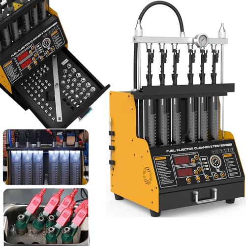 Fuel Injector Cleaner Tester, 6 Cylinder Cylinder Injector Cleaner Machine, 9 Types Adapter, 3 Cleaning & 10 Testing Functions for GDl,EFI,FSI,12V/70V/120V Option, CT400 - size: CT400