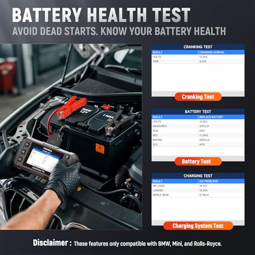 FOXWELL NT510 Pro fit for BMW 2-in-1 Diagnostic Scanner & 12V Battery Tester, Full System Bidirectional Scan Tool with All Reset Services & Battery Registration for BMW/Mini/RR (Lifetime Free Update) - color: fit for BMW -Deep Black
